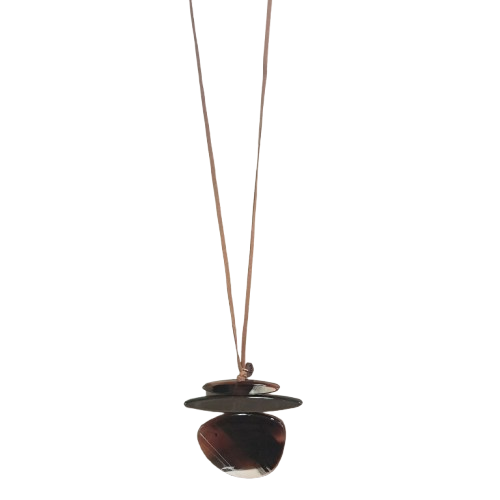 Collier sautoir Pendentif Palet corne mordoré FANCY F