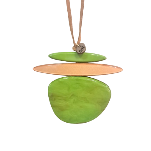 Collier sautoir Pendentif Palet vert pistache mordoré FANCY F