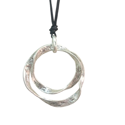Collier sautoir Pendentif argent noir FANCY F
