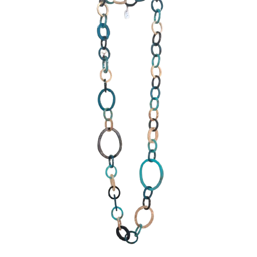 Collier sautoir Maillons chaine bleu FANCY F