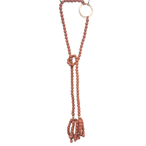 Collier RDC Anneau Perles tissu rouille FANCY F