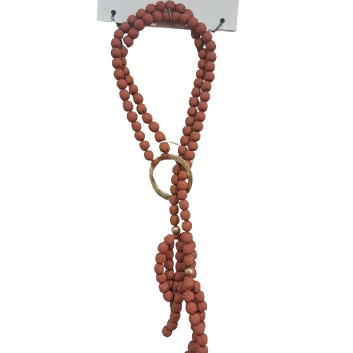 Collier RDC Anneau Perles tissu rouille FANCY F