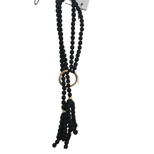 Collier RDC Anneau Perles tissu noir FANCY F