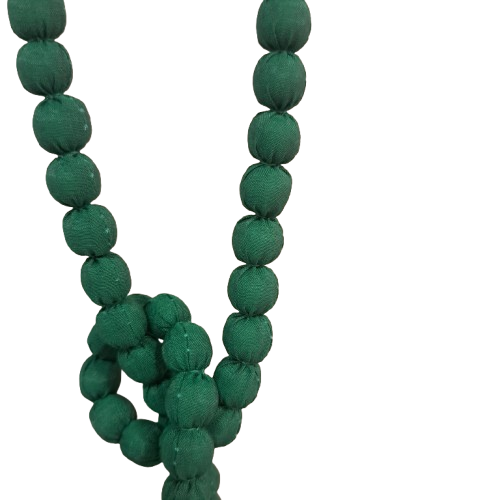 Collier RDC Anneau Perles tissu vert FANCY F