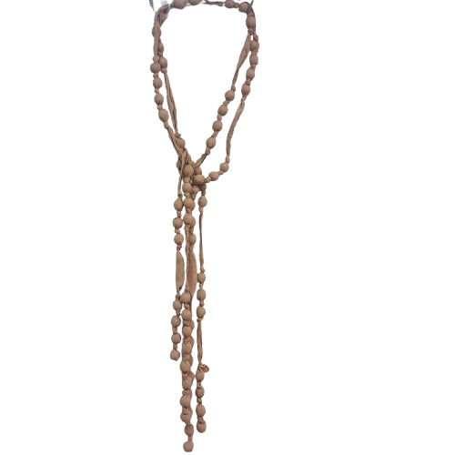 Collier Double Perles tissu marron glacé FANCY F