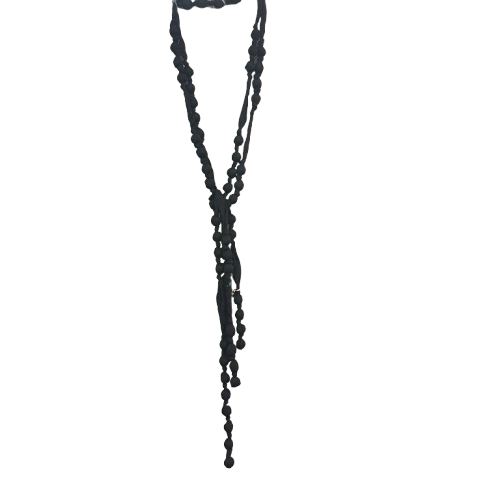 Collier Double Perles tissu noir FANCY F