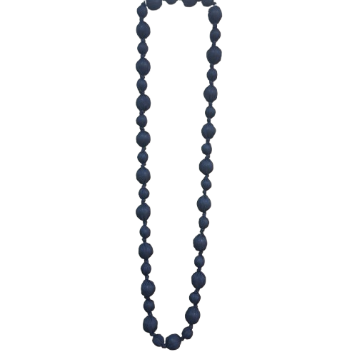 Collier sautoir  Perles tissu marine FANCY F
