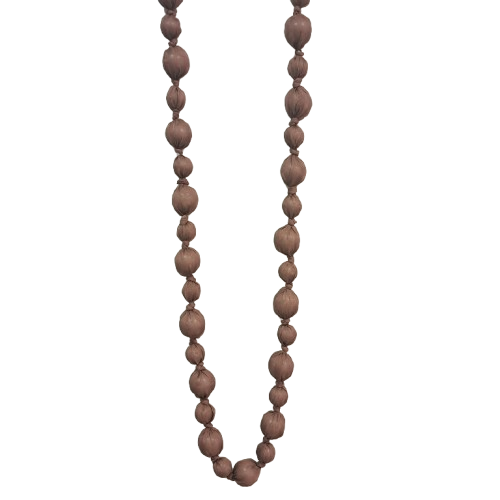Collier sautoir  Perles tissu marron FANCY F