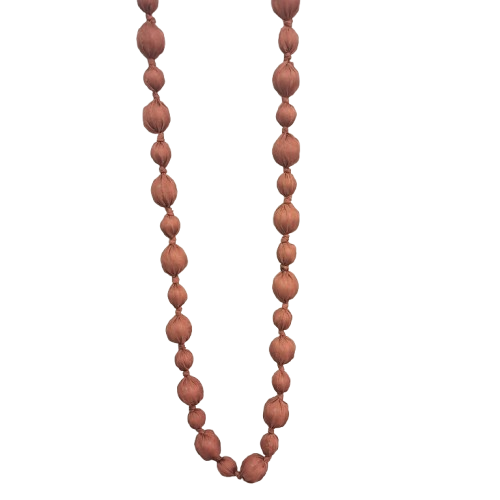Collier sautoir  Perles tissu rouille FANCY F