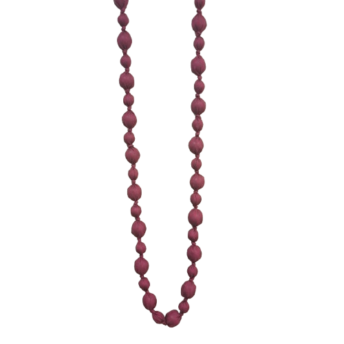 Collier sautoir  Perles tissu grenat FANCY F