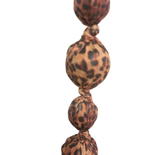 Collier sautoir  Perles tissu léopard FANCY F
