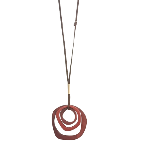 Collier sautoir Pendentif Trio rouille marron FANCY F