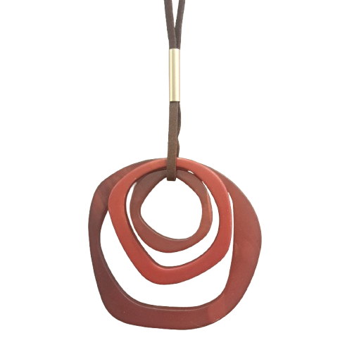 Collier sautoir Pendentif Trio rouille marron FANCY F