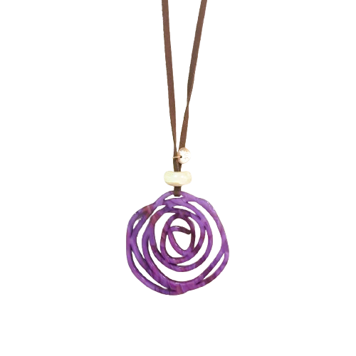 Collier sautoir Pendentif Rosace violet FANCY F