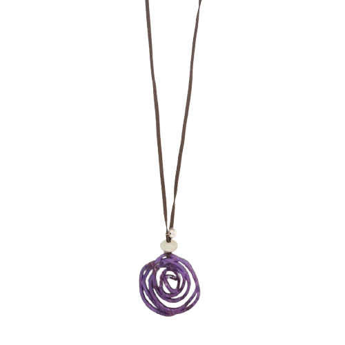 Collier sautoir Pendentif Rosace violet FANCY F