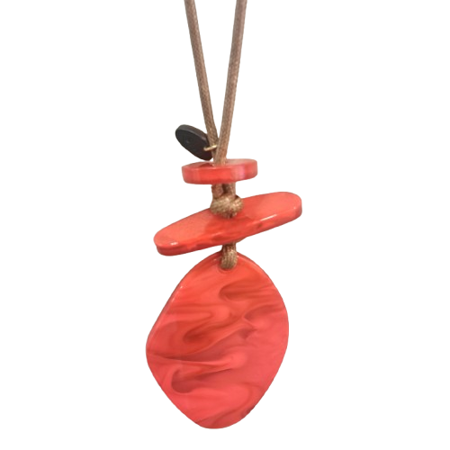 Collier sautoir Pendentif rouge corail FANCY F