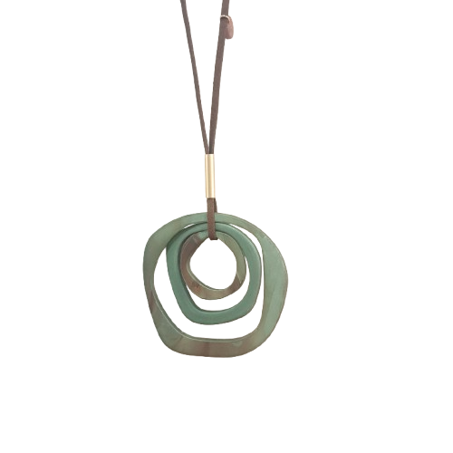 Collier sautoir Pendentif Trio vert kaki FANCY F