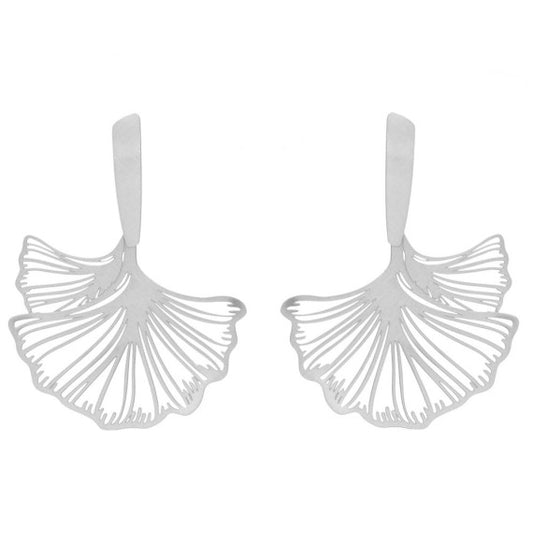 Boucles percées Ginkgo Biloba clou XL argent RAS