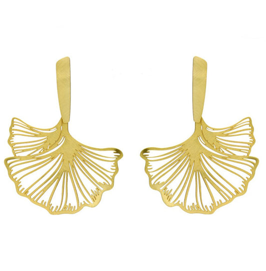 Boucles percées Ginkgo Biloba clou XL or RAS