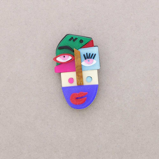 Broche Visage bleu Fancy F