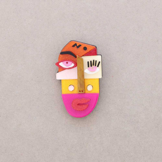 Broche Visage rose Fancy F