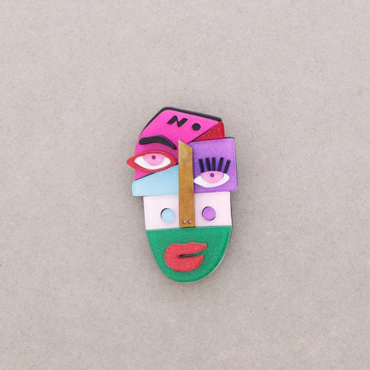 Broche Visage vert Fancy F
