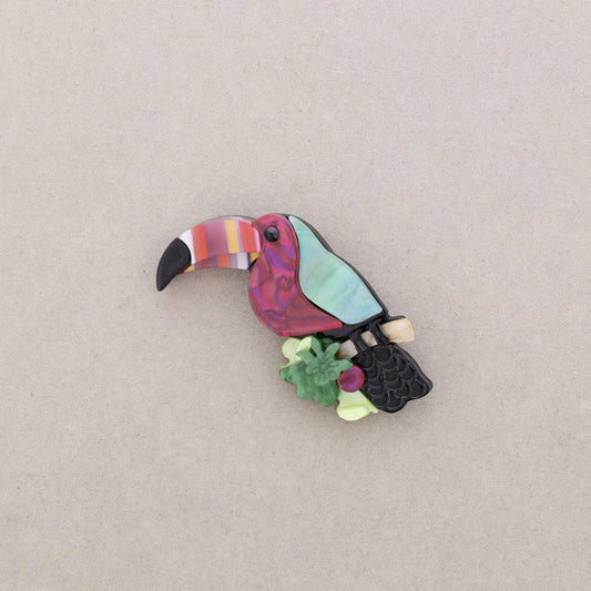 Broche Toucan Fleur verte Fancy F