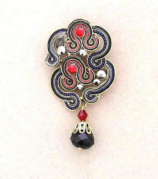 Broche Ethnic rouge noir Fancy F