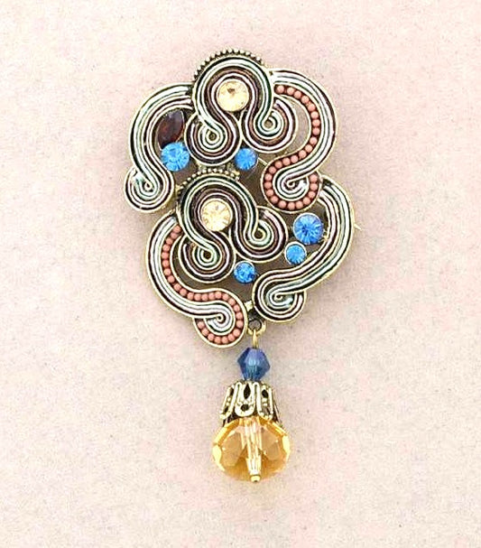 Broche Ethnic turquoise beige Fancy F