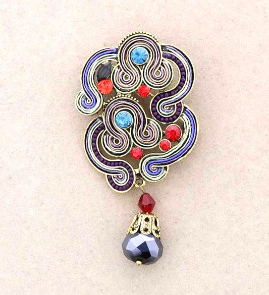 Broche Ethnic turquoise rouge Fancy F