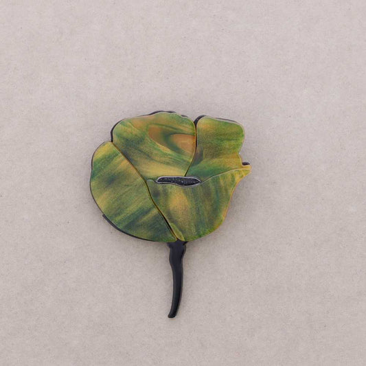 Broche Fleur tige vert or nacré Fancy F