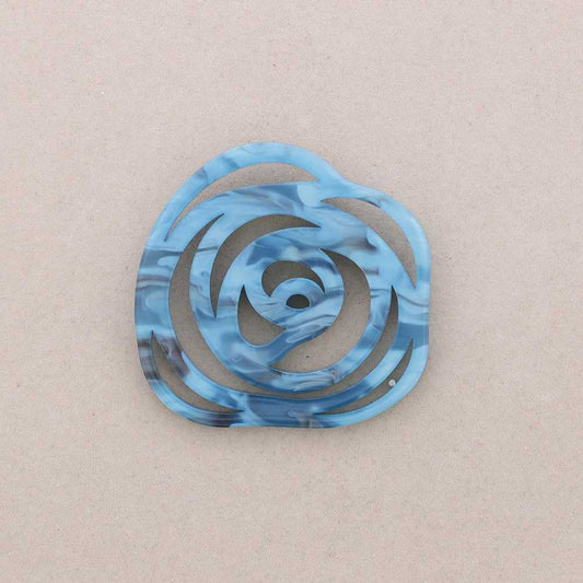 Broche Rose ajourée bleu Fancy F