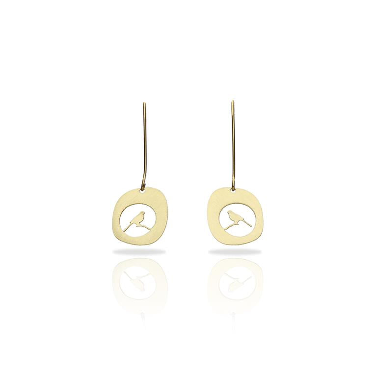 Boucles percées Minima Oiseau or RAS