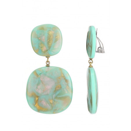 Boucles clips Nousra vert d'eau or BELLE MISS