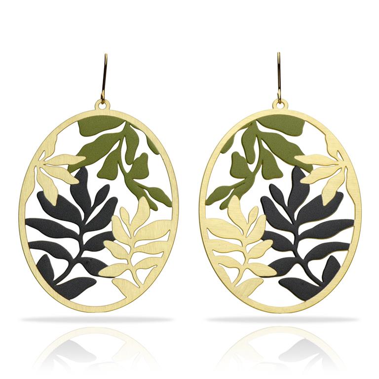 Boucles percées Orabella GM or kaki RAS