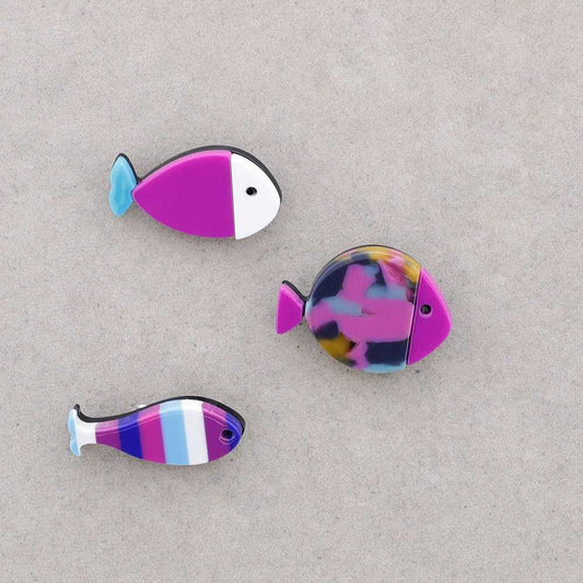 Broche Trio Poissons violet Fancy F