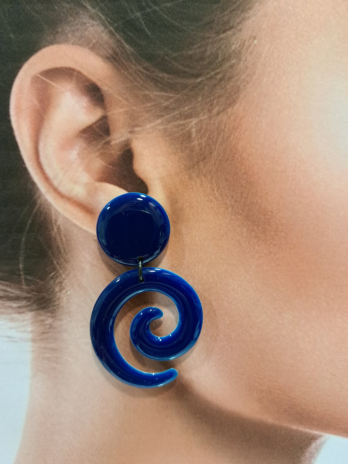 Boucles clips Spirale bleu marine THIERRY JOO