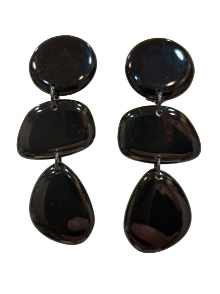 Boucles clips Galets noir THIERRY JOO