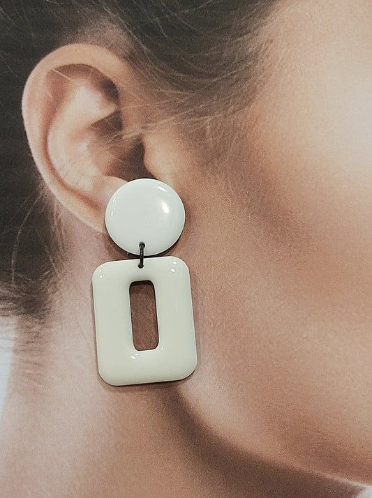 Boucles percées Rectangle PM blanc THIERRY JOO