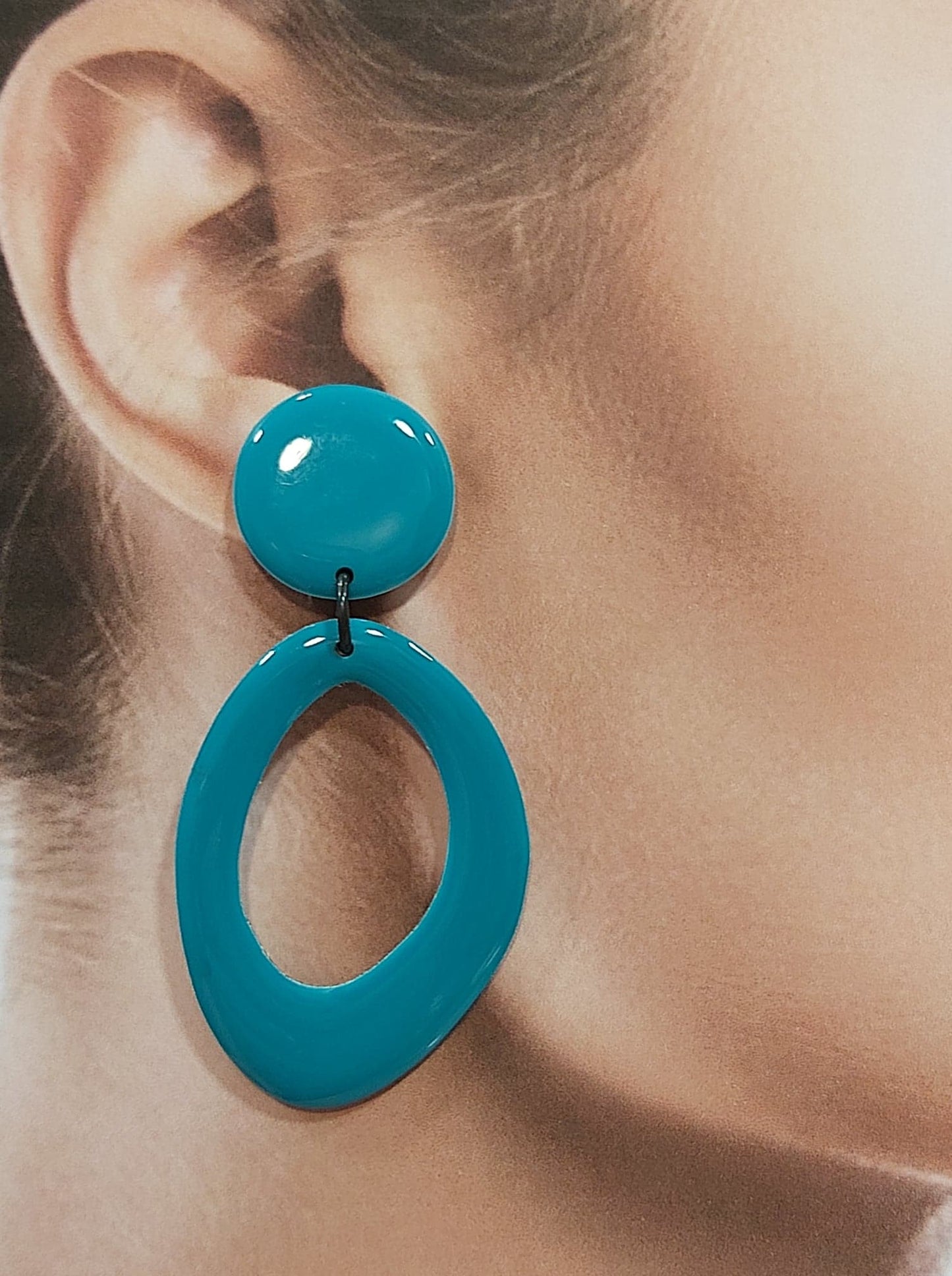 Boucles clips Ovale bleu turquoise THIERRY JOO
