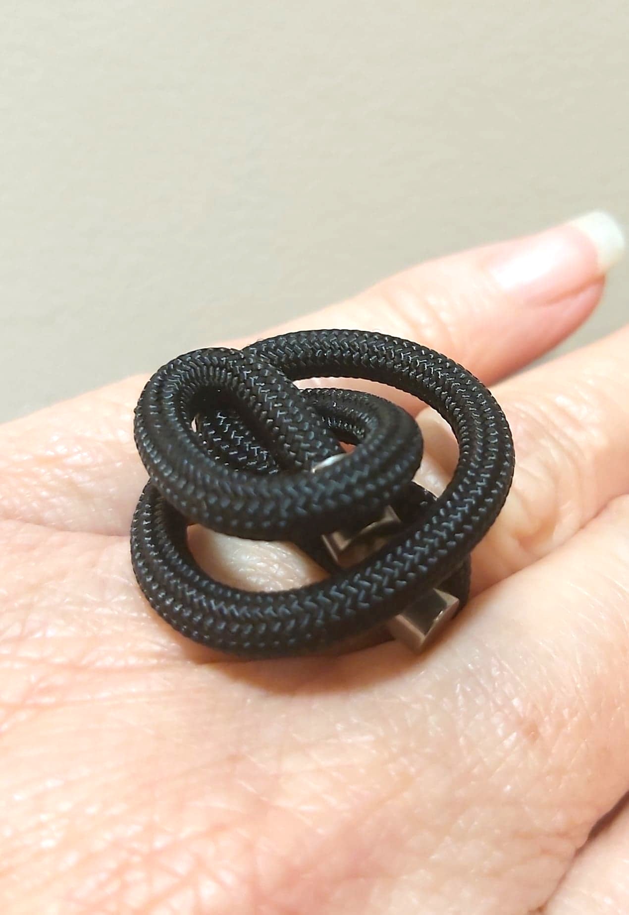 Bague Zig Cordon noir SAMUEL CORAUX