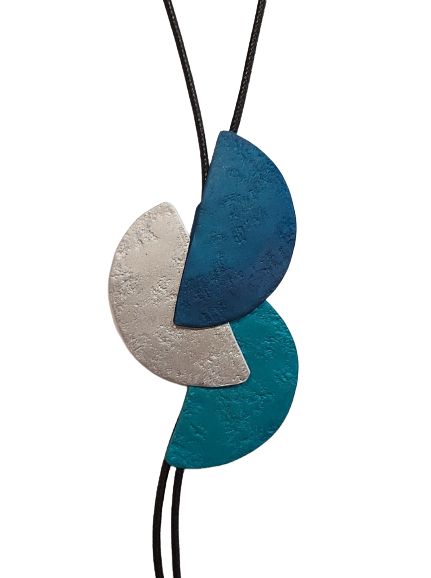 Collier sautoir Demi-Lune bleu turquoise blanc OANA MILLET