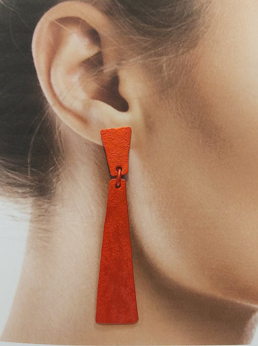 Boucles percées Grand Trapèze rouge OANA MILLET