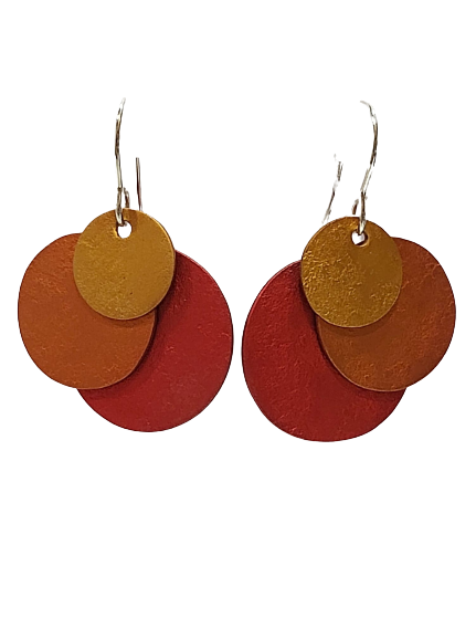 Boucles percées Ronds rouge, jaune et orange OANA MILLET