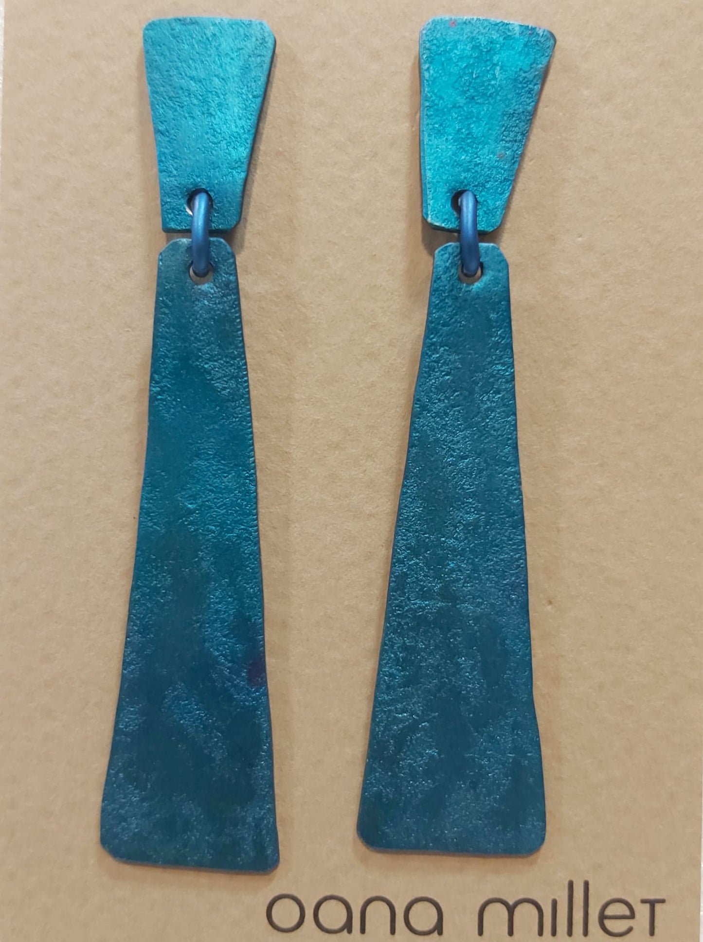 Boucles percées Grand Trapèze bleu OANA MILLET
