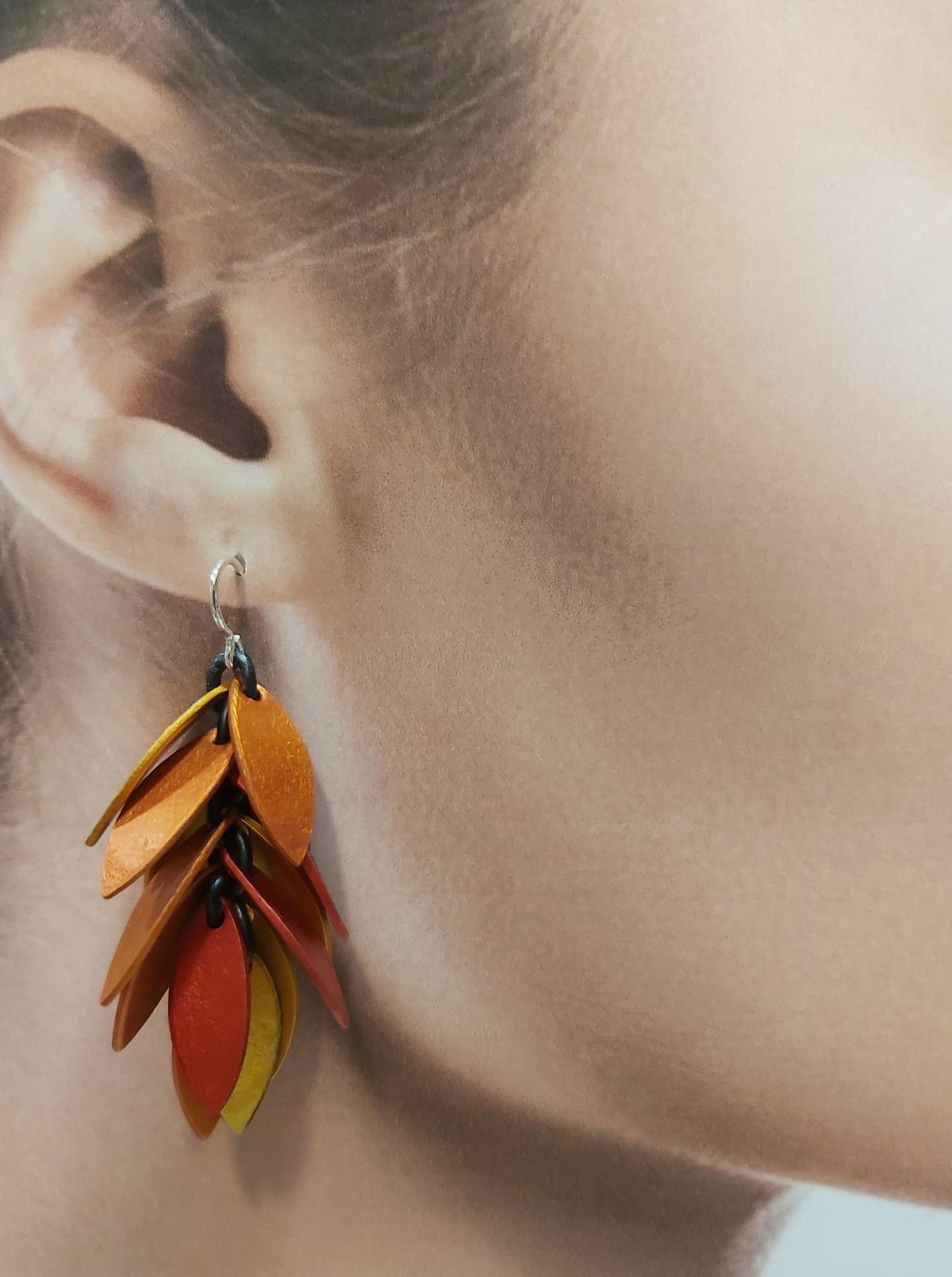Boucles percées Grappe rouge, orange et jaune OANA MILLET