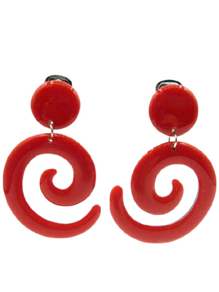 Boucles clips Spirale rouge THIERRY JOO