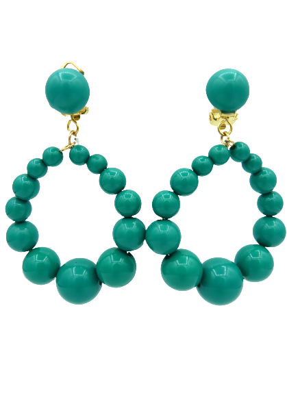Boucles clips Perles turquoise BELLISSIMA