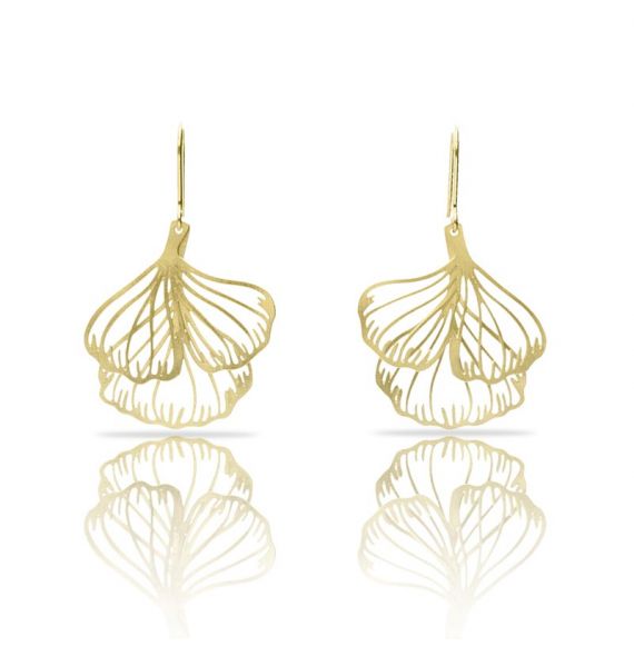 Boucles percées Ginkgo Biloba GM or RAS
