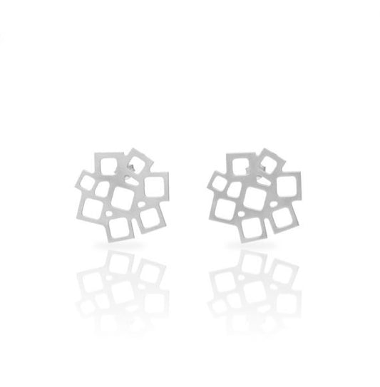 Boucles percées Carré PM argent RAS